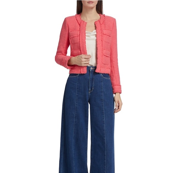 L’agence Keaton Fringed Jacket in Coral Rose - Picture 2 of 5